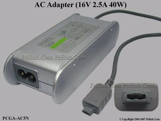 Sony Vaio Parts AC Adapter- Laptop 16V 2.5A, 2-Pin (Flat), 2-Prong Sony Vaio Parts AC Adapter- Laptop 16V 2.5A, 2-Pin (Flat), 2-Prong