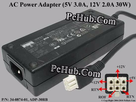 Cisco 34-0874-01 AC Adapter 5V-12V 12V 2A, 5V 3A, 6-Hole, C14 Cisco 34-0874-01 AC Adapter 5V-12V 12V 2A, 5V 3A, 6-Hole, C14