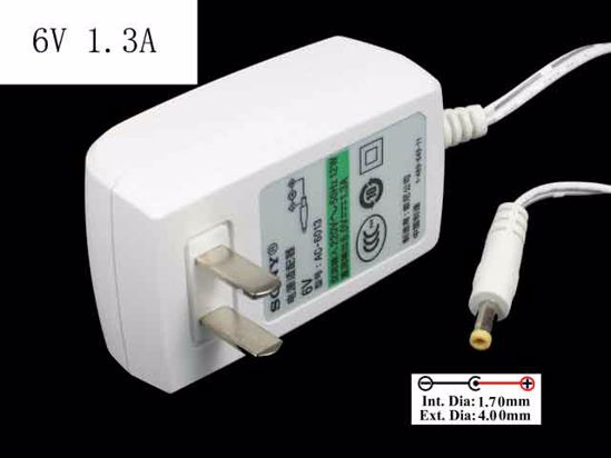 Sony Common Item (Sony) AC Adapter 5V-12V AC-6013, 6V 1.3A, 4.0/1.7mm, US 2-Pin , New Sony Common Item (Sony) AC Adapter 5V-12V AC-6013, 6V 1.3A, 4.0/1.7mm, US 2-Pin , New