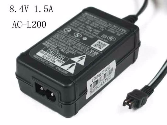 Sony Common Item (Sony) AC Adapter 5V-12V AC-L200, 8.4V 1.5A, Rectangular Tip, 2-Prong Sony Common Item (Sony) AC Adapter 5V-12V AC-L200, 8.4V 1.5A, Rectangular Tip, 2-Prong